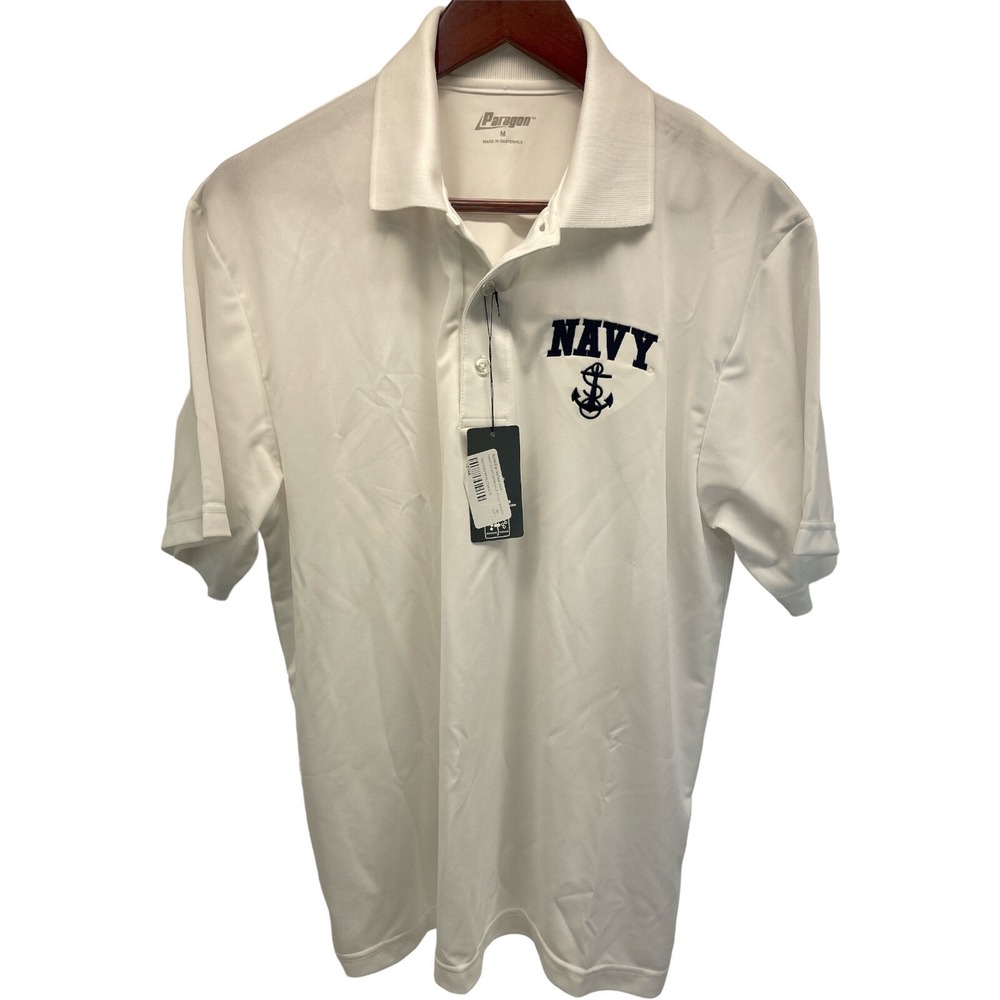 Paragon Mens Medium Armed Forces Gear Navy White Polo Shirt